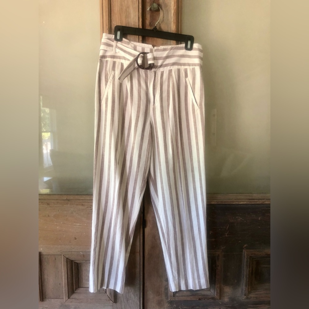 Anthropologie Linen Crop Pants